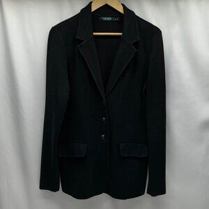 Lauren Ralph Lauren Black Knit sweater Blazer Women's XL Pockets textured button
